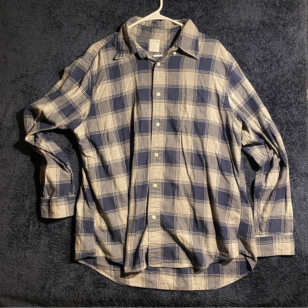 Brooks Brothers Navy and Gray Plaid Flannel